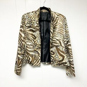 Sandra Darren Animal Print Beaded Trim Blazer 12